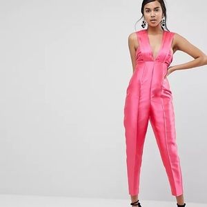 Dressy Pink Tux Jumpsuit